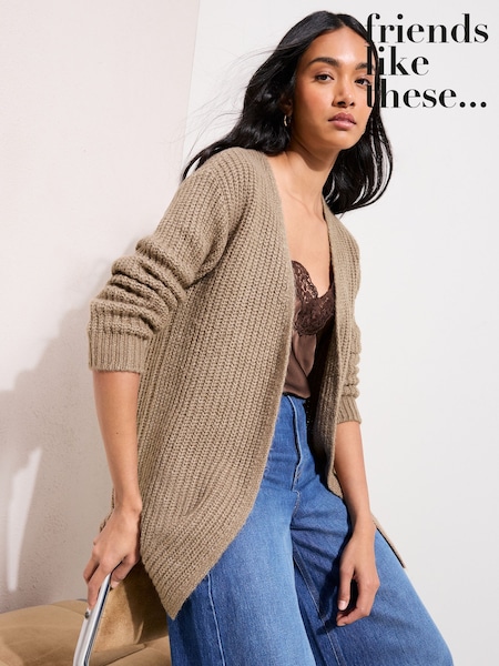 Friends Like These Neutral Chunky Longline Cardigan (G50025) | £34