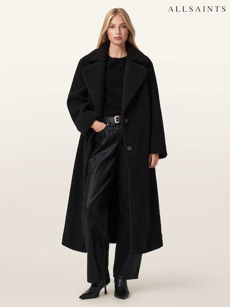 AllSaints Black Freddie Fur Coat (G50056) | £299