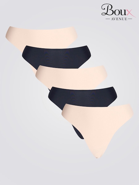 Boux Avenue Black/Nude Bonded Thongs 5 Pack (G50076) | £25