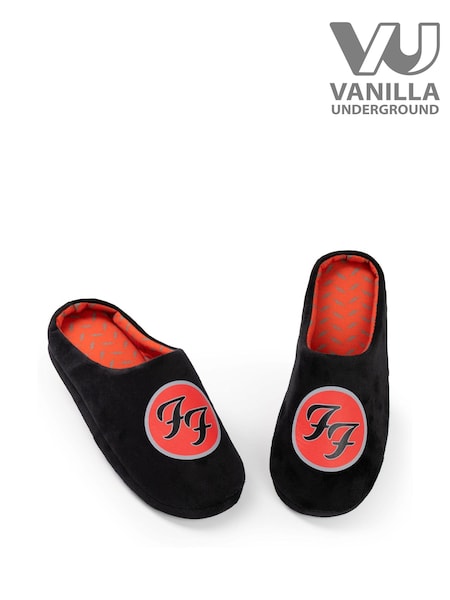 Vanilla Underground Black Foo Fighters Logo Slippers (G50202) | £20