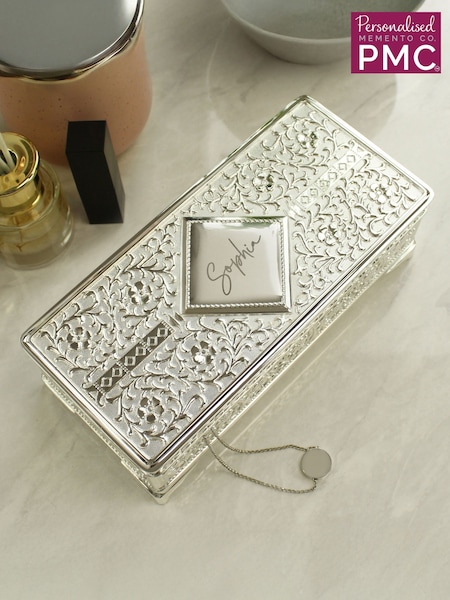 Personalised Antique Silver Plated Jewellery Box by PMC (G50243) | £35