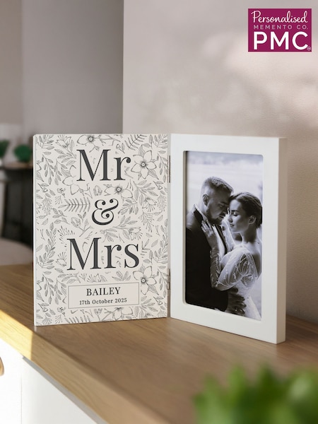 Personalised Wedding Wooden Hinged 6x4 Photo Frame by PMC (G50336) | £20