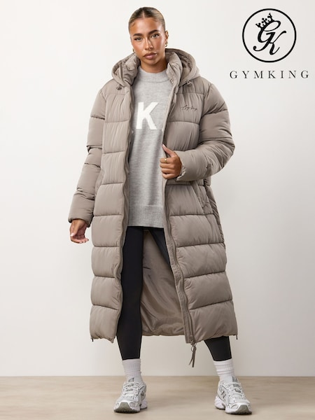 Gym King Grey Longline Puffer Coat (G50409) | £95
