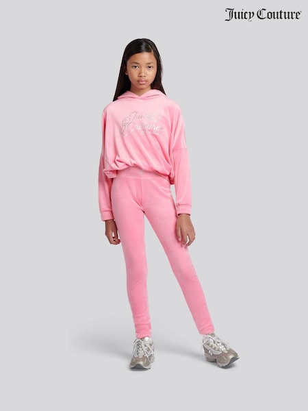 Juicy Couture Pink Relaxed Over-The-Head Hood & Velour Leggings Set (G50422) | £75
