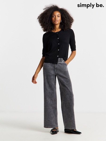 Simply Be Grey Wide Leg Jeans (G50473) | £36