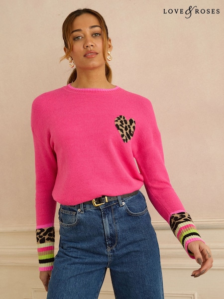 Love & Roses Pink Crew Neck Cosy Jumper (G50543) | £39