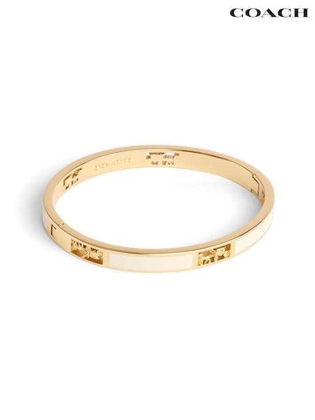 COACH White Signature Horse & Carriage Cut Out Bangle Bracelet (G50548) | £125