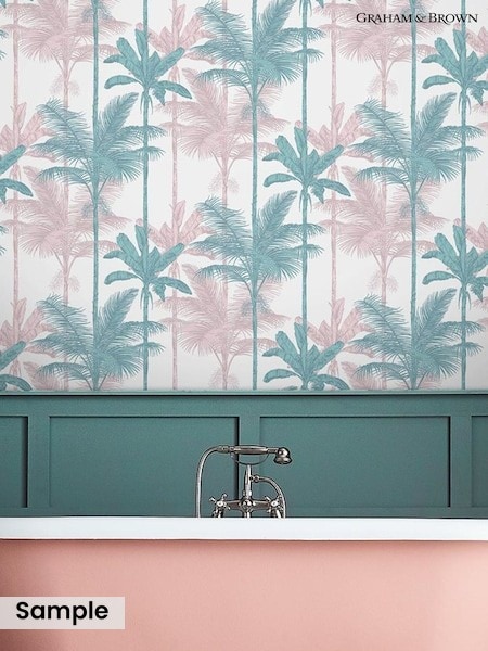 Graham & Brown Blush or Green Jungle A4 Wallpaper Sample (G50625) | £1
