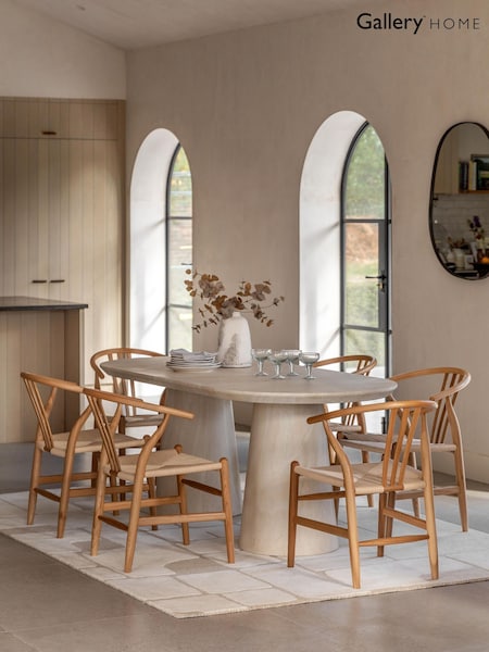 Gallery Home Natural Elysian Oval Travertine Dining Table (G50651) | £2,400