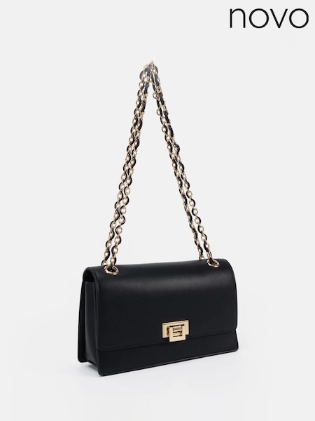 Novo Black Apprehend Chain Flap Medium Shoulder Bag (G50701) | £36