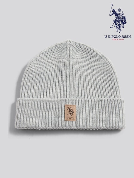 U.S. Polo Assn. Ash Grey Signature Double Horsemen Knit Beanie (G50762) | £15