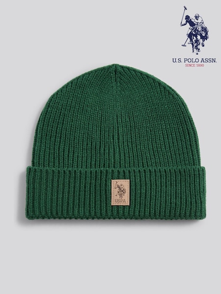 U.S. Polo Assn. Green Signature Double Horsemen Knit Beanie (G50767) | £15