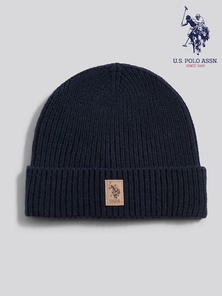 U.S. Polo Assn. Blue Signature Double Horsemen Knit Beanie (G50769) | £15