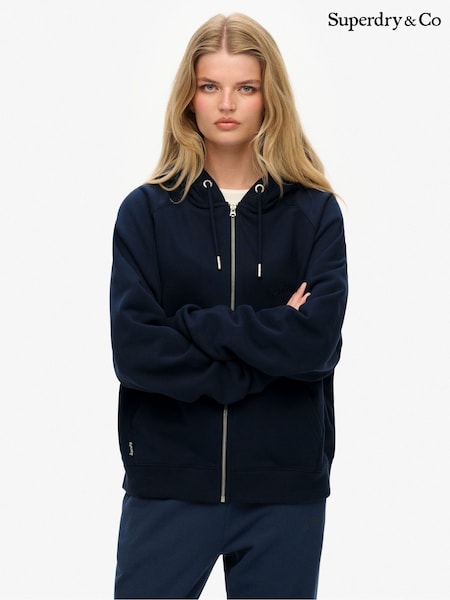 Superdry Blue Essential Logo Raglan Zip Hoodie (G50779) | £50