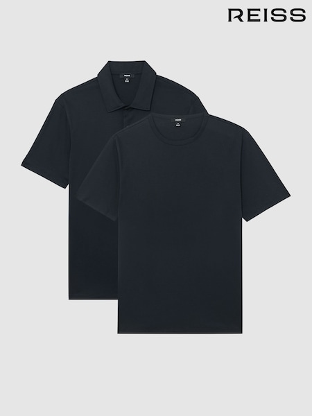 Reiss Navy Count/Earl Airwater-Cotton Polo Shirts 2 Pack (G50794) | £110