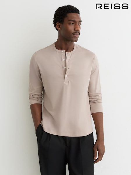 Reiss Stone Cameron Airwater-Cotton Henley Shirt (G50804) | £78