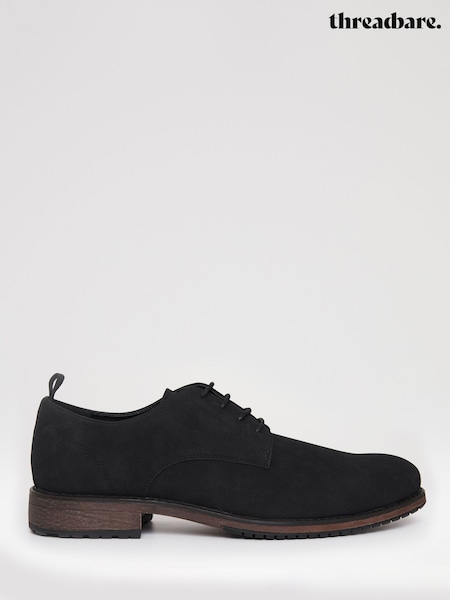 Threadbare Black Faux Suede Derby Shoes (G50870) | £40
