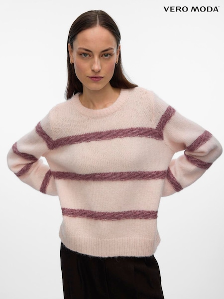 VERO MODA Pink Stripe Knitted Jumper (G50872) | £42