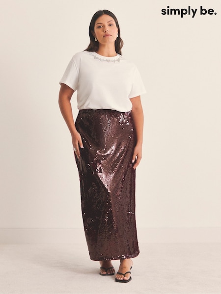 Simply Be Red Sequin Midaxi Skirt (G50906) | £45