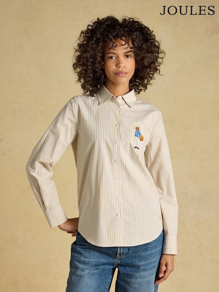 Tan Striped - Joules Classic Poplin Shirt