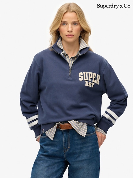 Superdry Blue Athletic Essentials Applique Half Zip Jumper (G50938) | £45