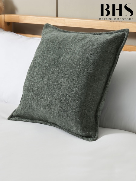 BHS 2 Pack Green Oxford Chenille Cushions (G50962) | £30