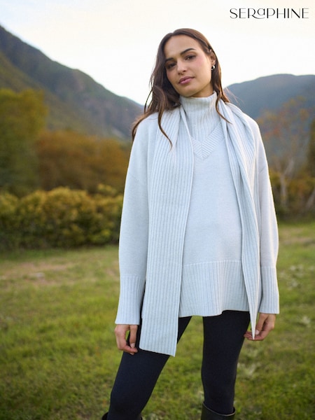 Seraphine Grey Marl Maternity & Nursing Scarf Detail Jumper (G51013) | £89