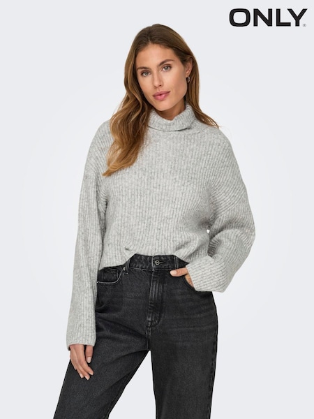 ONLY Grey Cosy Roll Neck Knitted Jumper (G51038) | £30
