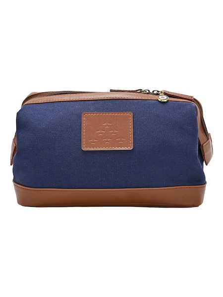 Widdop Blue RAF Canvas & Faux Leather Washbag (G51333) | £15