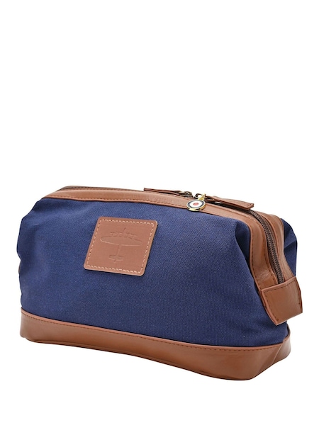 Widdop Blue RAF Canvas & Faux Leather Washbag (G51348) | £15