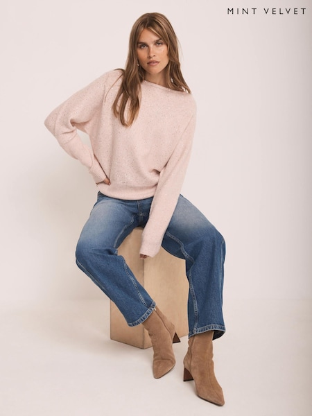 Mint Velvet Pink Sequin Batwing Jumper (G51426) | £99