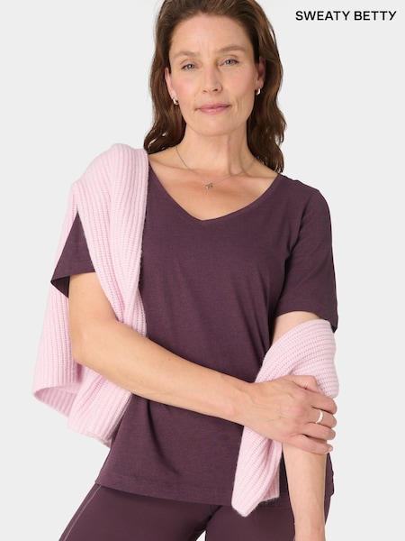 Sweaty Betty Purple Essential V-Neck T-Shirt (G51826) | £30