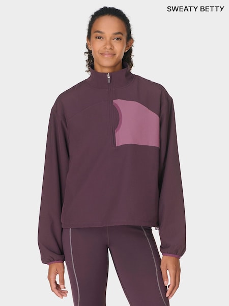 Sweaty Betty Purple Warm Up Performance Lined Half Zip Fleece (G51833) | £130