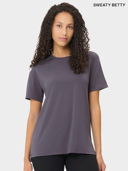 Sweaty Betty Blue Soft Flow Studio Longline T-Shirt (G51844) | £55