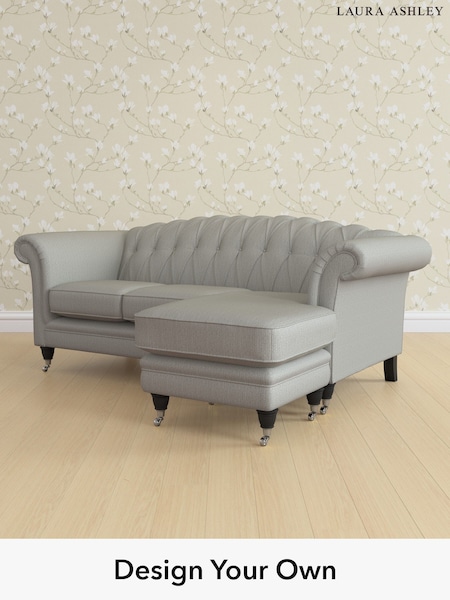 Edwin Herringbone/Pale Steel Grey Gloucester Button Back By Laura Ashley (G52037) | £1,900