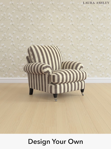 Orla Stripe/Dark Truffle Natural Beaumaris By Laura Ashley (G52268) | £1,000