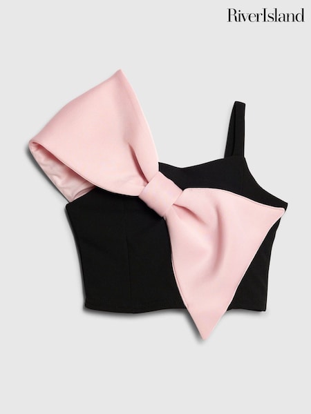 River Island Black Oversized Bow Top (G52445) | £22