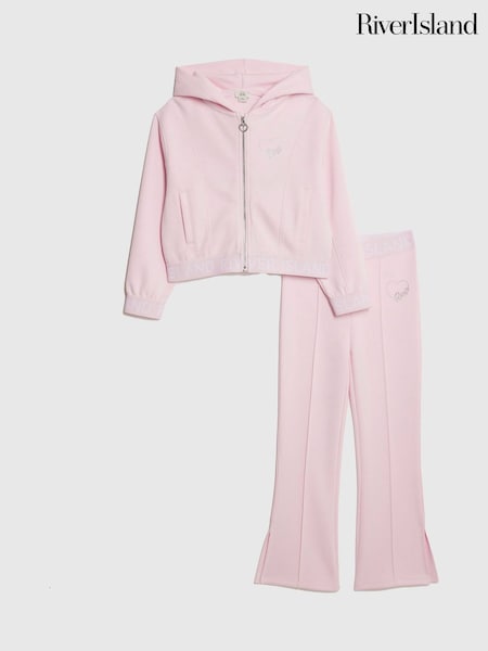 River Island Grey Premium Essentials Zip Through & Kickflare Set (G52544) | £36