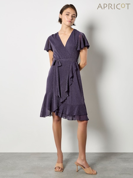 Purple Angel Sleeve Wrap Sparkle Dress (G52559) | £40
