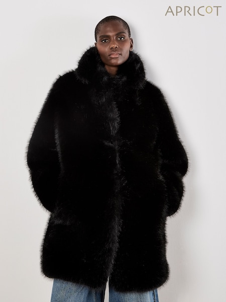 Apricot Black Fur Collar Lingline Coat (G52564) | £95