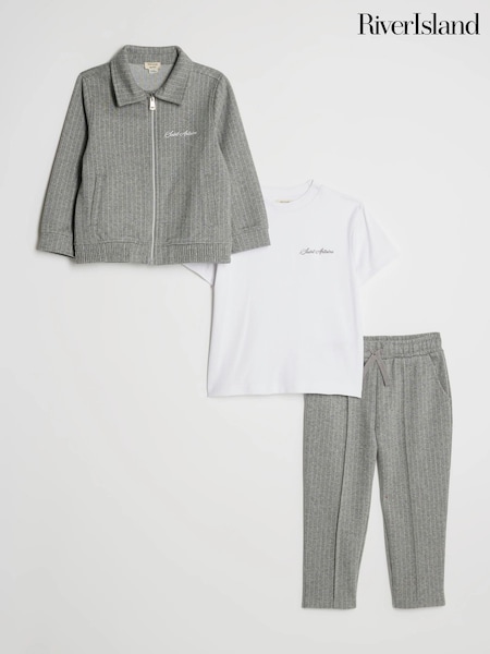 River Island Grey Pinstripe Smart Jacket ,  Top & Trousers Set (G52613) | £40