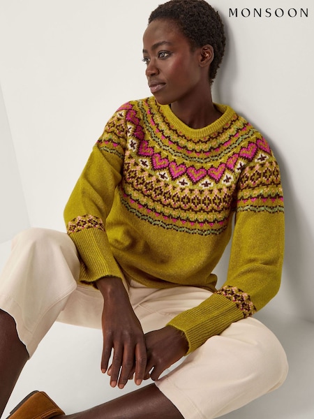 Monsoon Green Floy Fair Isle Jumper (G52617) | £75