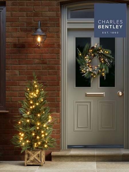 Charles Bentley Green 4ft Pre-Lit Faux Christmas Tree in Box Planter (G52709) | £105