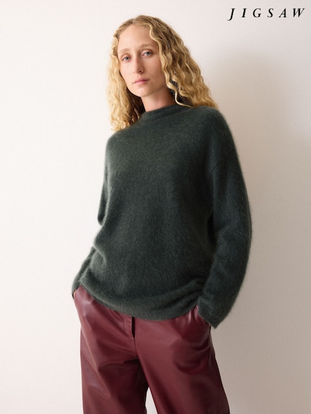 Jigsaw Green Halo Cashmere Oversized Jumper (G52755) | £299