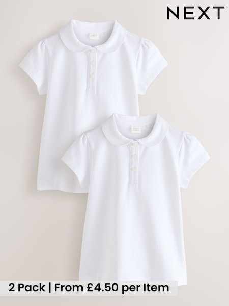 White - 2 Pack Cotton Stretch Jersey Tops (3-16yrs)