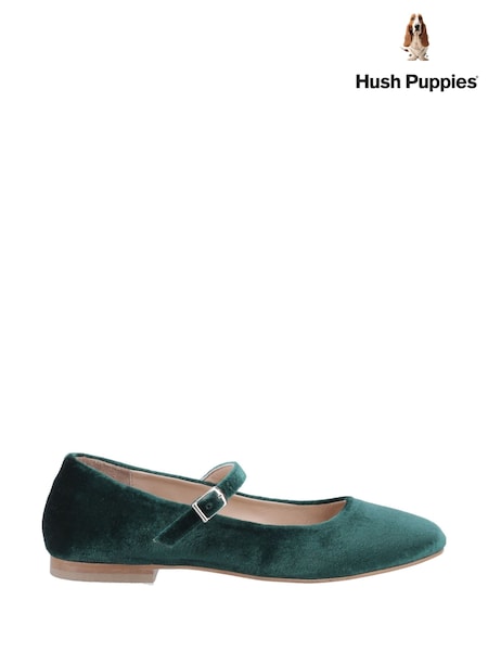 Hush Puppies Green Velvet Ballerina (G53043) | £65