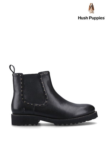 Hush Puppies Black Stud Boots (G53049) | £110