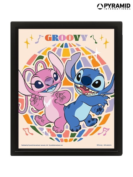 Pyramid International Orange Lilo Stitch Groovy 3d Lenticular Print Framed (G53073) | £16