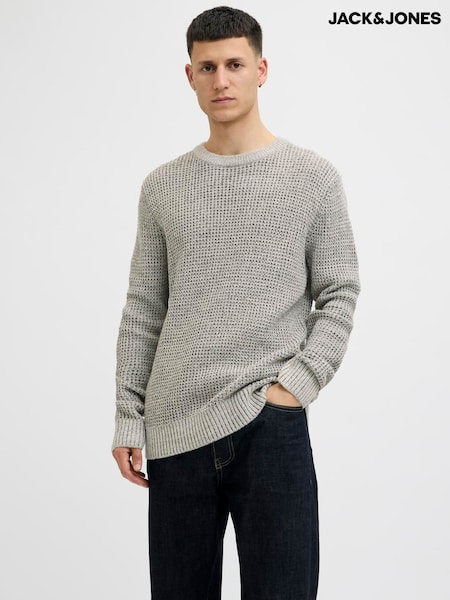 JACK & JONES Grey Knit Crew Neck Jumper (G53197) | £20