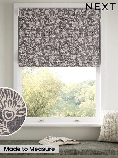 Grey Linear Floral Made to Measure Roman Blind (G53319) | £84